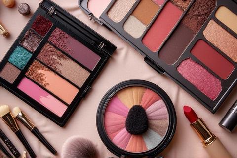 Makeup brushes and palettes